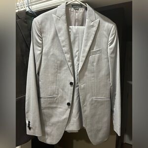 Indochino Light Gray Slim Fit Suit with Notch Lapel - 38 Long